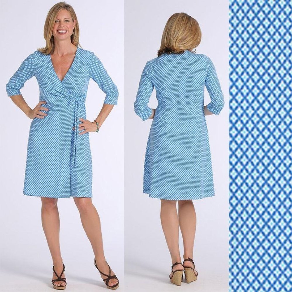 Elegant Blue Wrap Dress